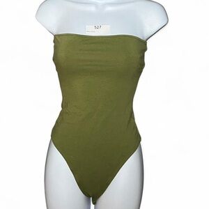 American Eagle Outfitters Green Strapless Thong Bodysuit